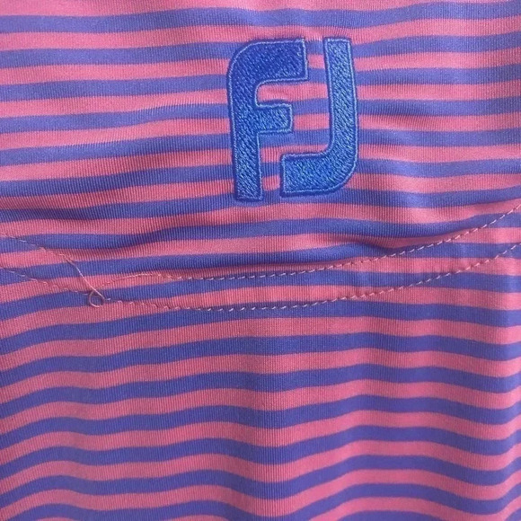FootJoy Men’s Golf Polo Shirt Size Medium Short Sleeve Pink Purple Striped - Picture 3 of 9